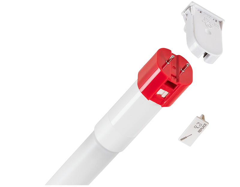 emergency t8 led tube with cap closeup